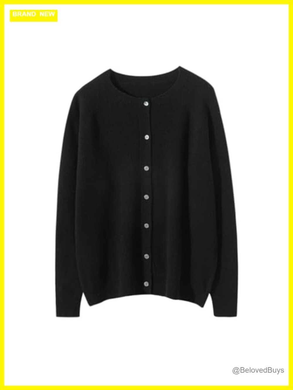 100% Merino Wool Crew Neck Cardigan Lightweight Sweater